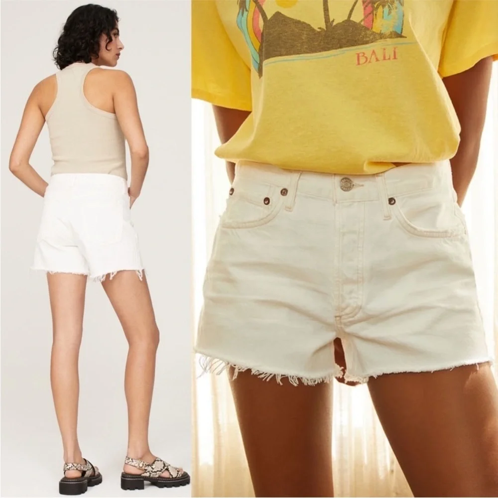 AGOLDE 90s Organic Cotton Denim High Rise Fray Hem Cutoff Relaxed Jean Shorts 31